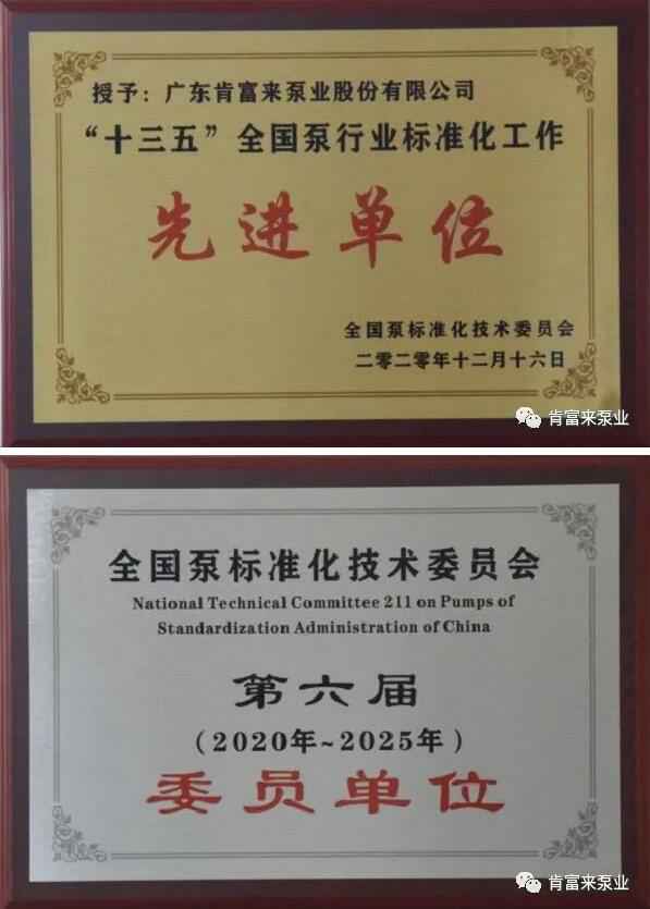 长沙修宇家庭电子产品有限公司荣获“十三五”全国泵行业标准化工作先进单位称号